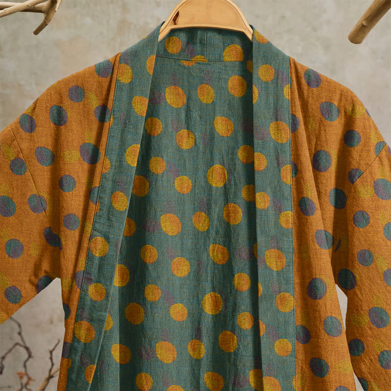 Ownkoti Vintage Polka Dot Cotton Kimono Robe - image 37