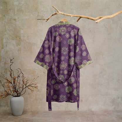 Ownkoti Vintage Sunflower Cotton Gauze Kimono Robe - image 1