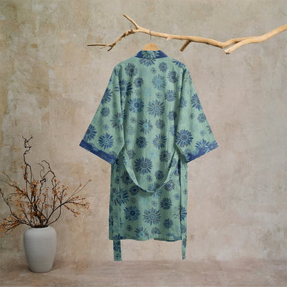 Ownkoti Vintage Sunflower Cotton Gauze Kimono Robe - image 16