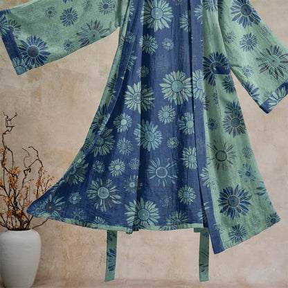 Ownkoti Vintage Sunflower Cotton Gauze Kimono Robe - image 18