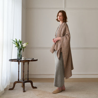 Ownkoti Solid Color Grid Weave Poncho Shawl Wrap - image 10