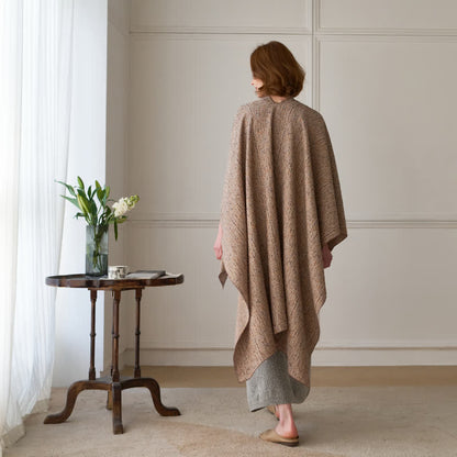 Ownkoti Solid Color Grid Weave Poncho Shawl Wrap - image 11