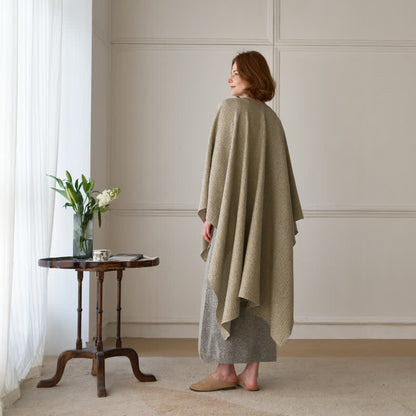 Ownkoti Solid Color Grid Weave Poncho Shawl Wrap - image 5