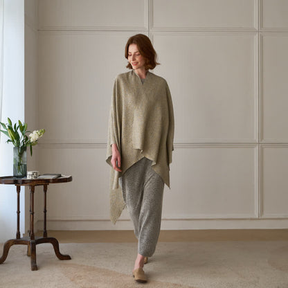 Ownkoti Solid Color Grid Weave Poncho Shawl Wrap - image 2