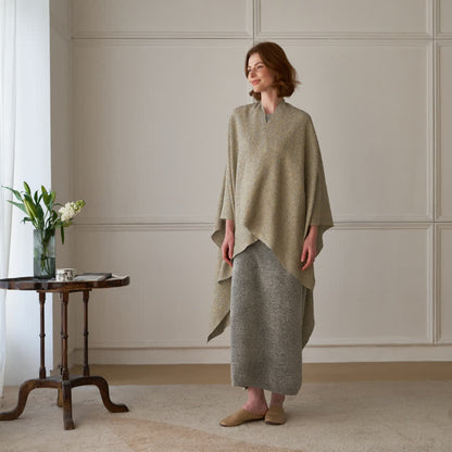 Ownkoti Solid Color Grid Weave Poncho Shawl Wrap - image 4