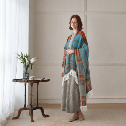 Ownkoti Colorful Geometric Woven Poncho Shawl Wrap - image 1