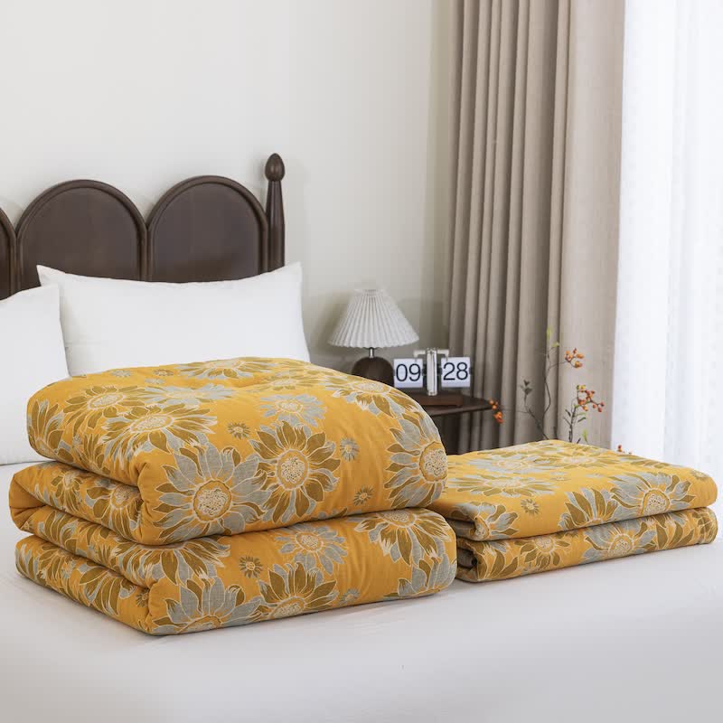 Ownkoti Vintage Orange Sunflower Cotton Gauze Quilt - image 3