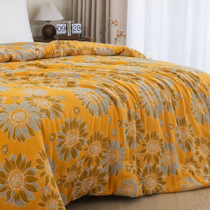 Ownkoti Vintage Orange Sunflower Cotton Gauze Quilt - image 2