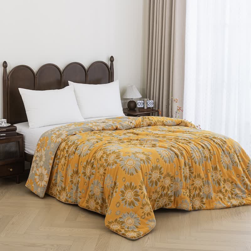 Ownkoti Vintage Orange Sunflower Cotton Gauze Quilt - image 7