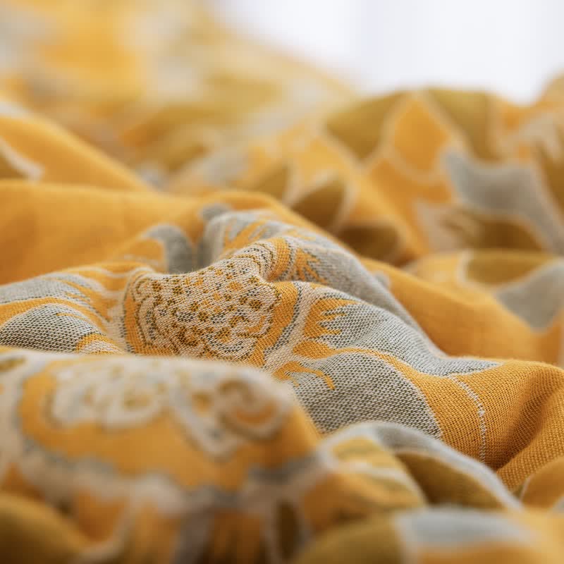 Ownkoti Vintage Orange Sunflower Cotton Gauze Quilt - image 4