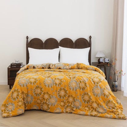 Ownkoti Vintage Orange Sunflower Cotton Gauze Quilt - Orange - Spring & Autumn Quilt - King - image 6