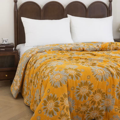 Ownkoti Vintage Orange Sunflower Cotton Gauze Quilt - image 1