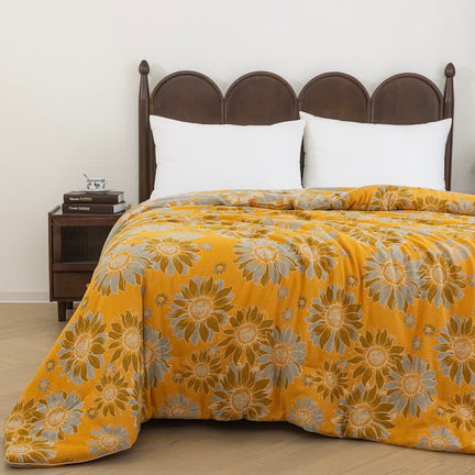 Ownkoti Vintage Orange Sunflower Cotton Gauze Quilt - Orange - Summer Quilt - King - image 0