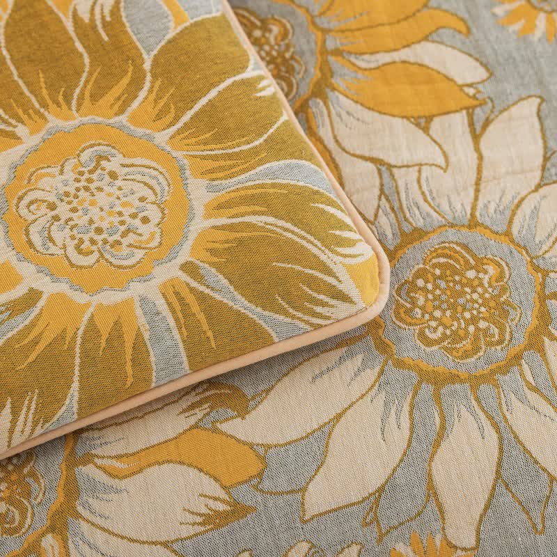 Ownkoti Vintage Orange Sunflower Cotton Gauze Quilt - image 10
