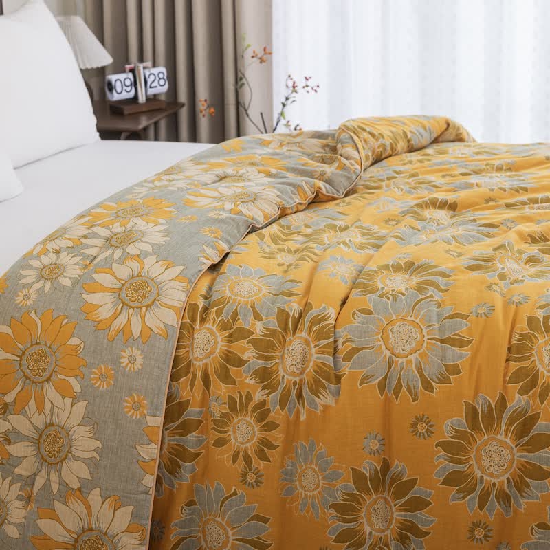 Ownkoti Vintage Orange Sunflower Cotton Gauze Quilt - image 8