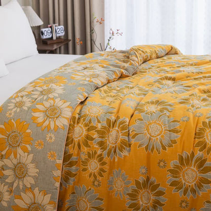 Ownkoti Vintage Orange Sunflower Cotton Gauze Quilt - image 8