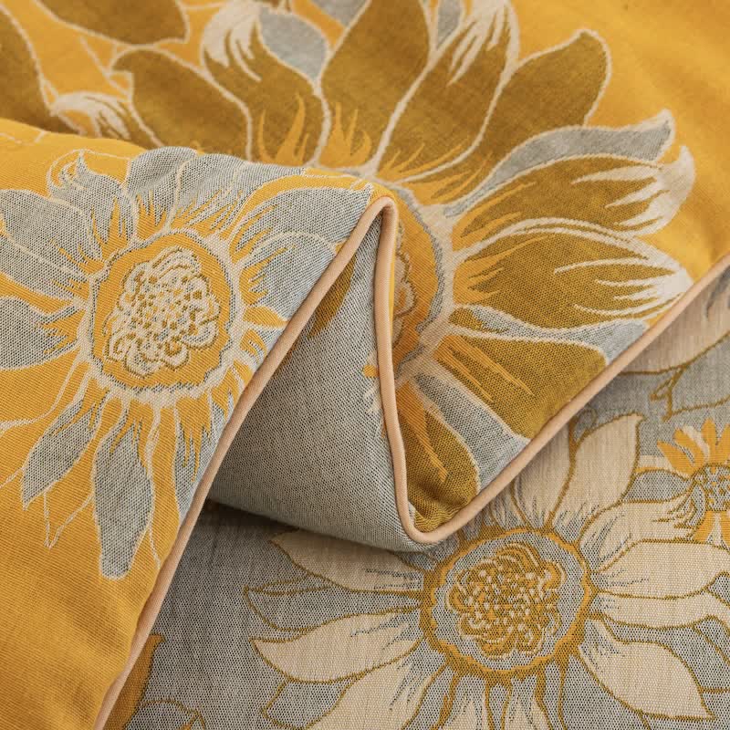 Ownkoti Vintage Orange Sunflower Cotton Gauze Quilt - image 12