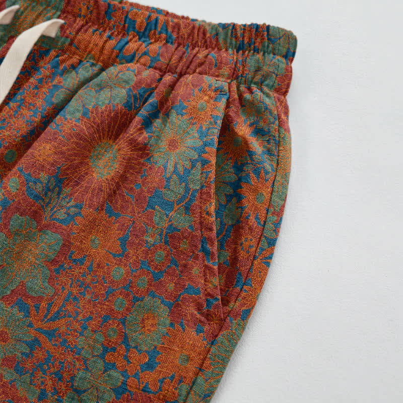 Ownkoti Artistic Ethnic Flower Cotton Lounge Pants - image 3