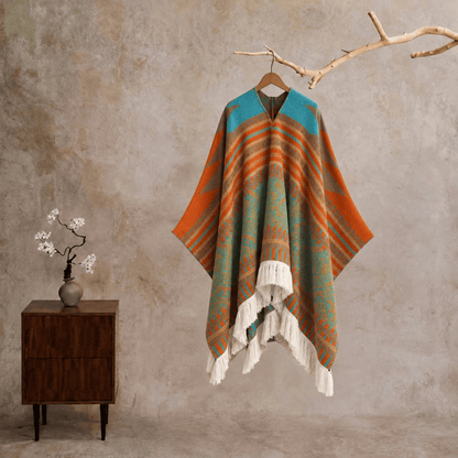 Ownkoti Colorful Geometric Woven Poncho Shawl Wrap - Pullover - 24" x 59" - image 5
