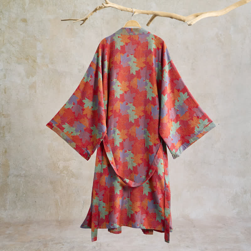 Ownkoti Autumn Maple Leaf Cotton Kimono Robe - image 1