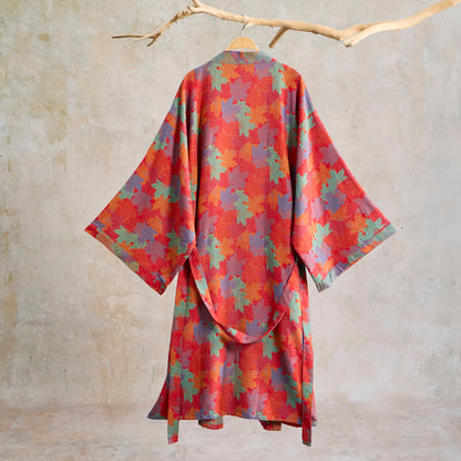 Ownkoti Autumn Maple Leaf Cotton Kimono Robe - image 1