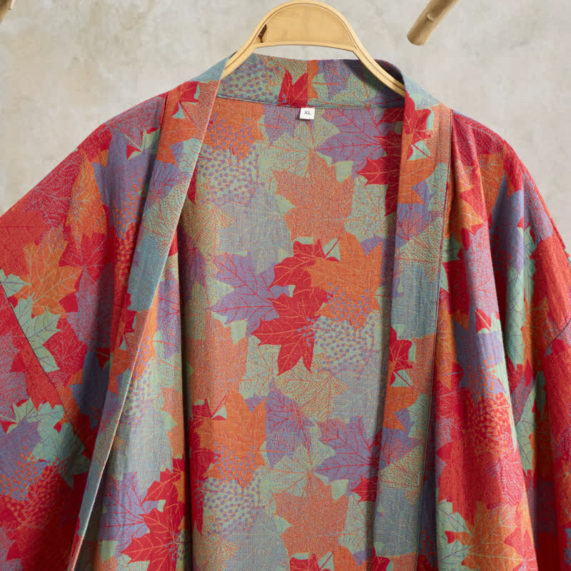 Ownkoti Autumn Maple Leaf Cotton Kimono Robe - image 2