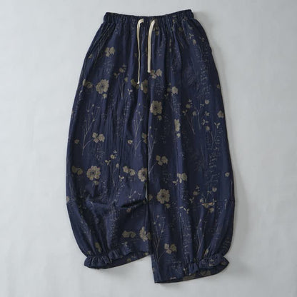 Ownkoti Navy Blue Wildflower Cotton Gauge Lounge Pants - image 2