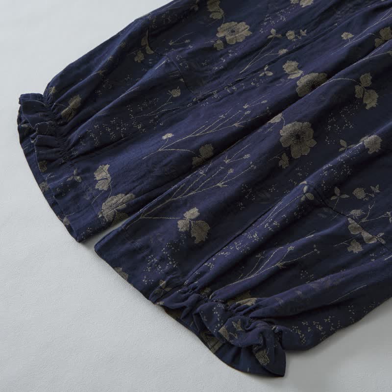 Ownkoti Navy Blue Wildflower Cotton Gauge Lounge Pants - image 7