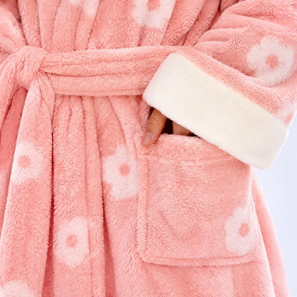Ownkoti Soft Flower Coral Fleece Bath Robe - image 2