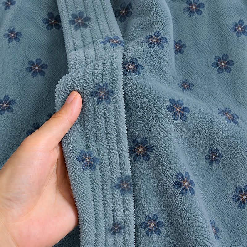 Ownkoti Floral Coral Fleece V-neck Wrap Bath Robe - image 14