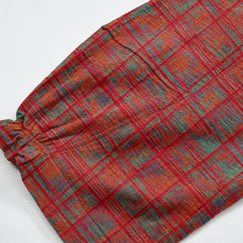 Ownkoti Vintage Red Plaid Cotton Harem Pants - image 4