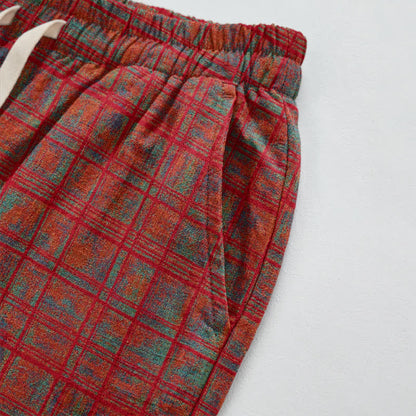Ownkoti Vintage Red Plaid Cotton Harem Pants - image 3