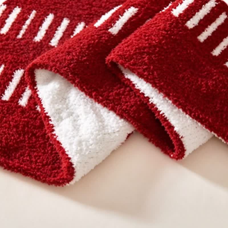 Ownkoti Red Geometric Striped Tassel Throw Blanket - image 4
