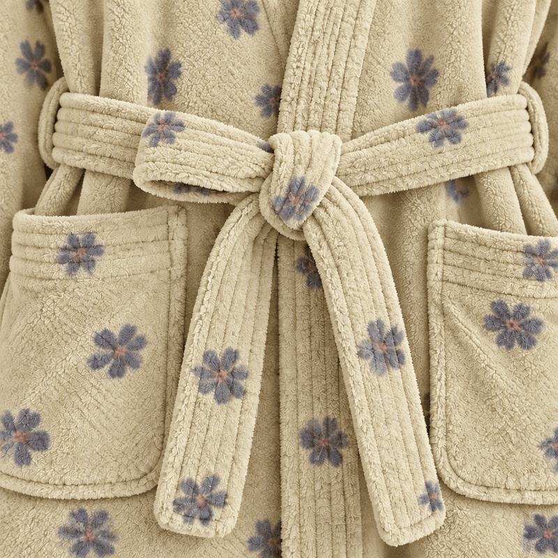 Ownkoti Floral Coral Fleece V-neck Wrap Bath Robe - image 8