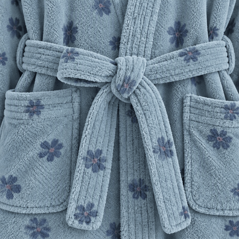Ownkoti Floral Coral Fleece V-neck Wrap Bath Robe - image 13