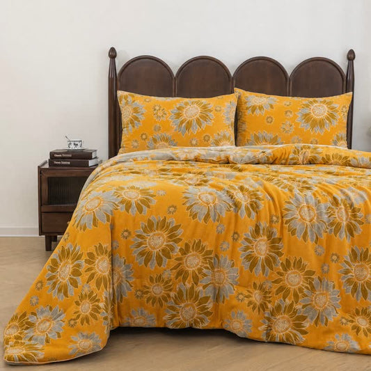 Ownkoti Vintage Orange Sunflower Cotton Gauze Quilt - Orange - Summer Quilt - King - image 0