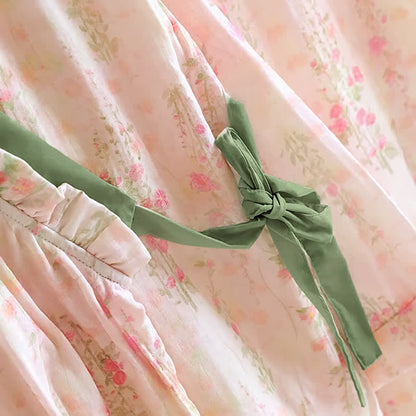Ownkoti Rose Print Cotton Gauze Asymmetric Front Loungewear Set - image 3