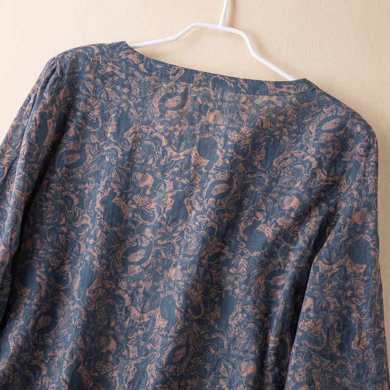 Ownkoti Retro Botanical Cotton Lounge Blouse - image 2