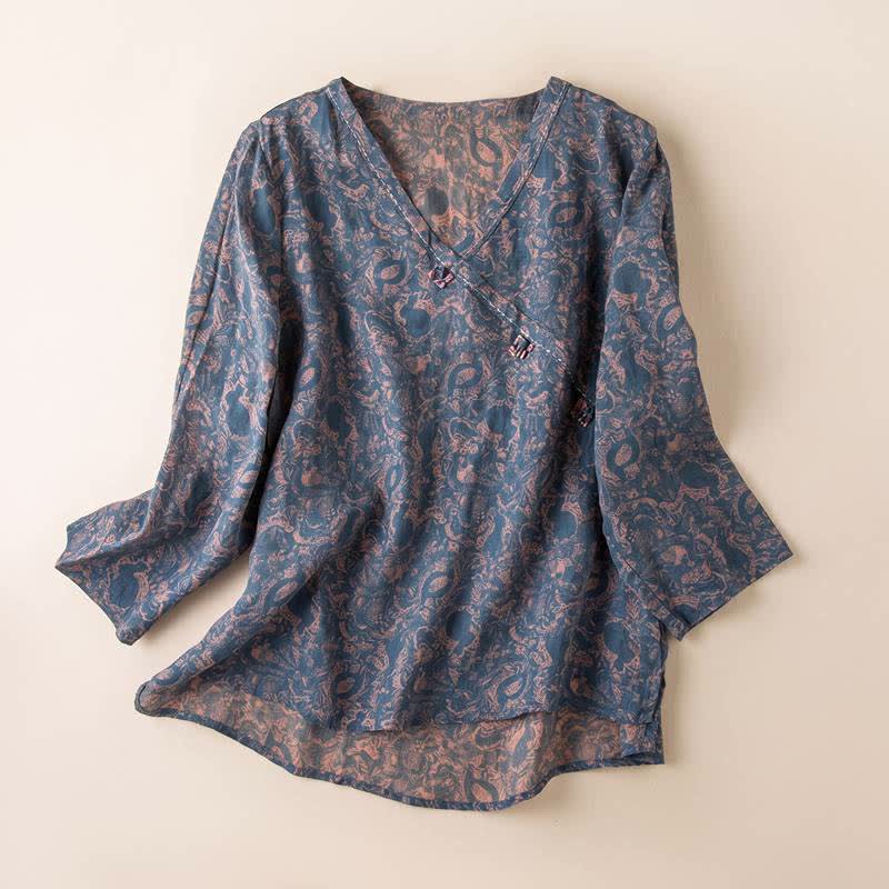 Ownkoti Retro Botanical Cotton Lounge Blouse - image 0