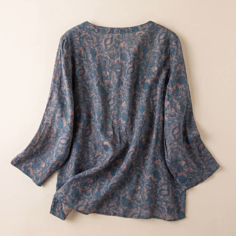 Ownkoti Retro Botanical Cotton Lounge Blouse - image 1
