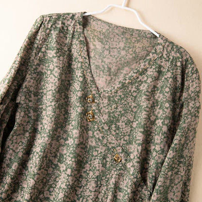 Ownkoti Vintage Floral Cross Wrap Lounge Shirt - image 1