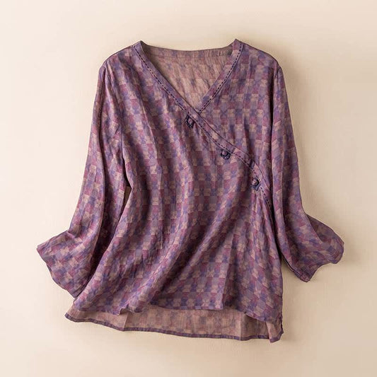 Ownkoti Vintage Cross Wrap Relaxed Lounge Shirt - image 0