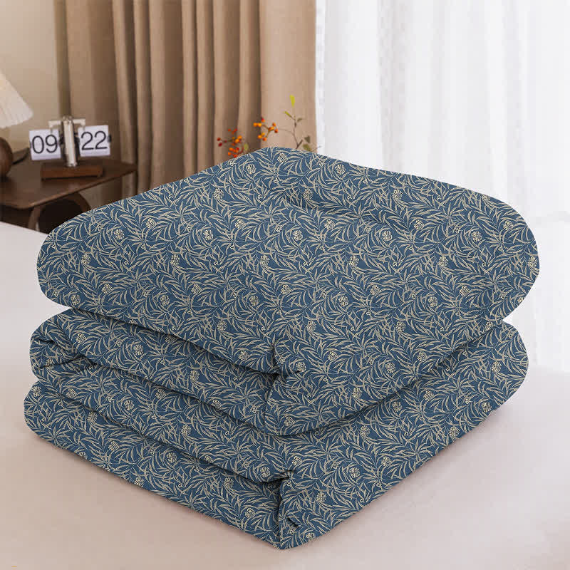 Ownkoti Botanical Flower Reversible Cotton Quilt - Blue - Spring & Autumn Quilt - King - image 7