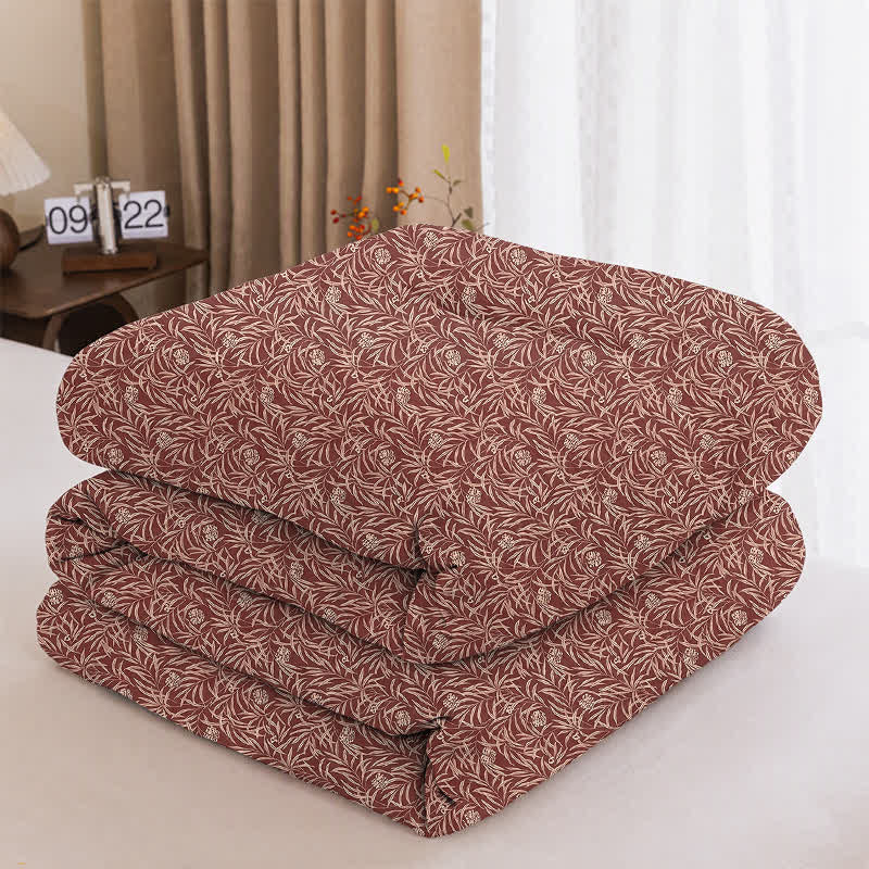 Ownkoti Botanical Flower Reversible Cotton Quilt - Reddish-brown - Spring & Autumn Quilt - King - image 19