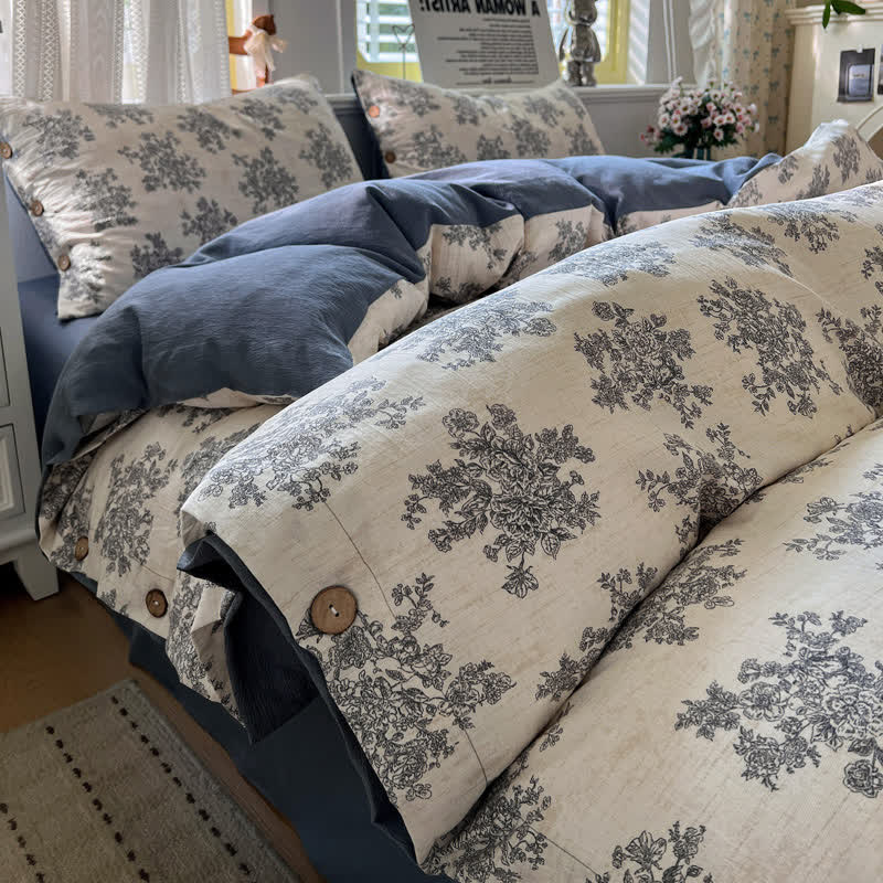 Ownkoti Vintage Botanical Linen Cotton Bedding Set - Queen - image 0