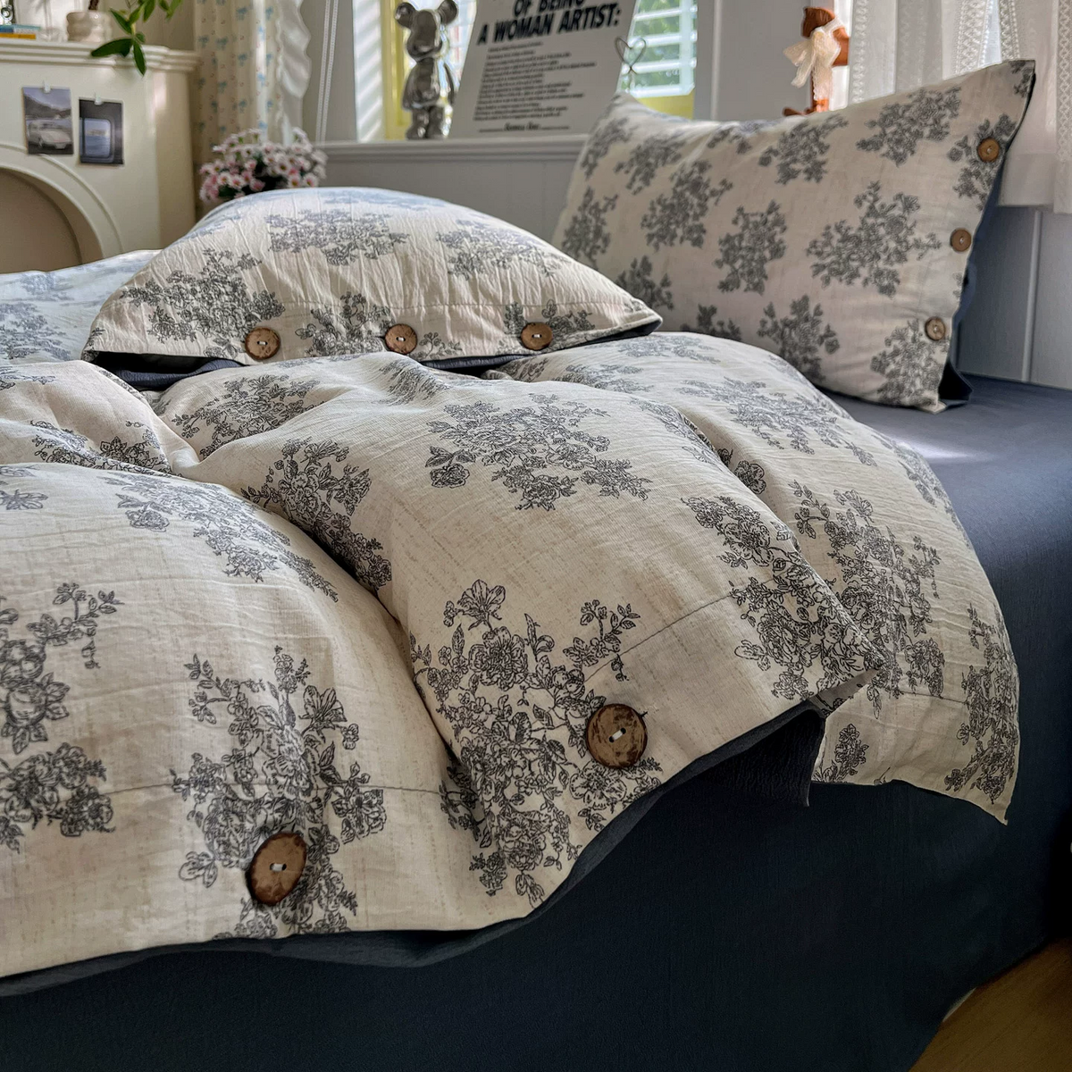 Ownkoti Vintage Botanical Linen Cotton Bedding Set - image 1