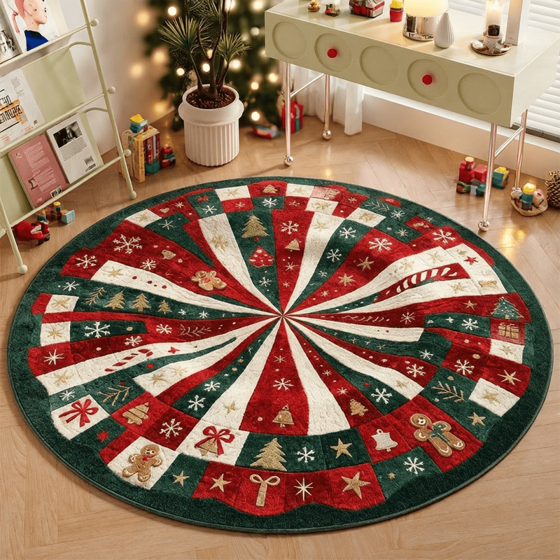 Ownkoti Christmas Round 3D Gingerbread Swirl Rug - 47" x 47" - image 0