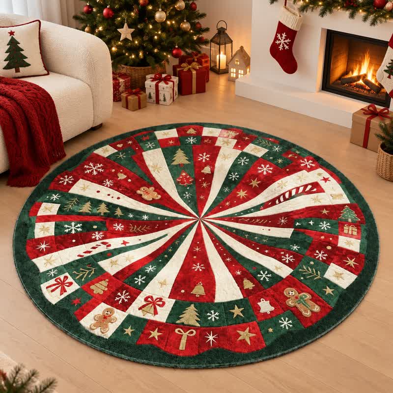 Ownkoti Christmas Round 3D Gingerbread Swirl Rug - image 2
