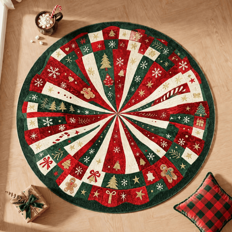 Ownkoti Christmas Round 3D Gingerbread Swirl Rug - image 1