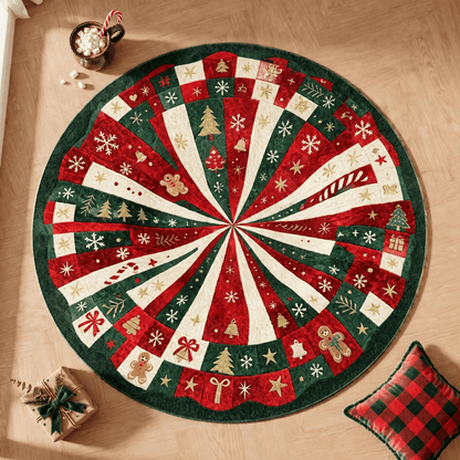 Ownkoti Christmas Round 3D Gingerbread Swirl Rug - image 1